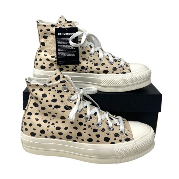 Converse Ctas Lift Platform Shoes High Leopard Leather Women Custom 568163C-WWLO - Picture 7 of 11